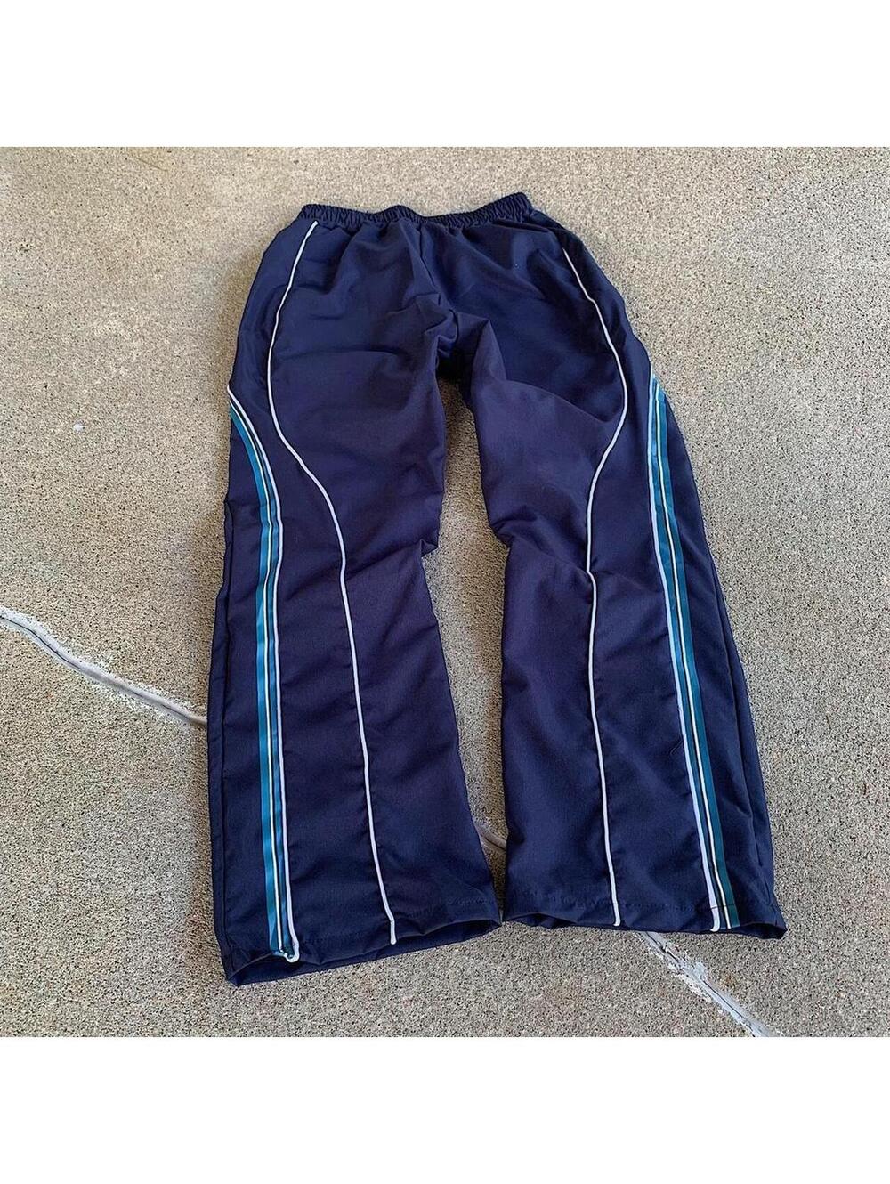 lightweight striped blue and white windbreaker pants. Wide leg opening. Size - Picture 4 of 8